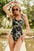 Crisscross Printed Scoop Neck One-Piece Swimwear wear 